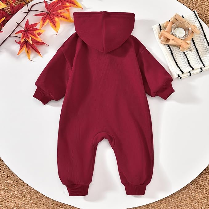 Unutiylo Unisex Baby Boys Girls Long Sleeve Infant Baby Zipper Hooded Jumpsuits Romper Loose Outfit Clothes