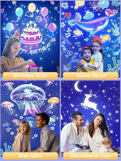 21 Sets of Films + Kids Night Light Projector, Projector Night Light for Kids Bedroom, Ceiling, Star Galaxy Projector with 360° Rotation, Dimmable for Baby Toddler Girl, Christmas, Nursery, Room Decor