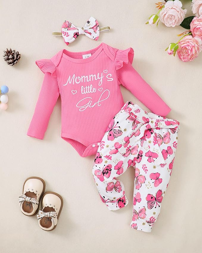 Newborn Baby Girl Clothes Infant Girl Outfits 0 3 6 12 18 Months Clothes for Girls Headband Clothing Set