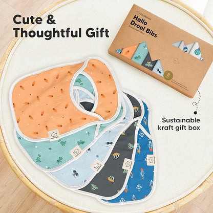 KeaBabies 8-Pack Baby Bibs for Boys, Girls - Pullover Bibs for Drooling Teething Baby Girl & Boy Toddler, Newborn, Soft & Absorbent, Cute Colors, Large Torso Coverage Keep Infant Clean & Dry (Cosmo)