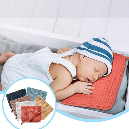 Hicarer 6 Count Muslin Burp Cloths Cotton Baby Burping Rags Large 20 x 10 Inch 6 Layers Spit up Rags Soft Absorbent Multicolor Wash Cloths Diapers for Newborn Baby Girl Boy(Retro Colors Series)