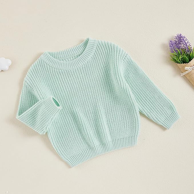 Newborn Baby Boy Girl Knit Sweater Long Sleeve Solid Winter Warm Sweatshirt Top Outfit Infant Toddler Fall Clothes