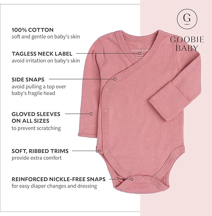 Baby Side Snap Bodysuit Set, 100% Cotton Boy Girl Unisex Kimono Onesie, 4 Pack