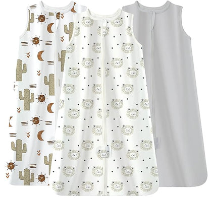 TotAha Boho Lion Sleep Sack 3 Pack, Buttery Soft, Safe Wearable Blanket Baby 12-18-24 Months, Light Sleeping Bag for Baby, 0.5 TOG