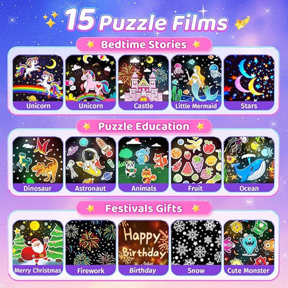 Onefire Night Light for Kids Gifts, 15 Sound Machine Baby Night Light, 15 Films Star Projector for Kids Room Decor, Brightness Unicorn Light Projector for Toddler Girl Toys, Valentines Gifts for Kids