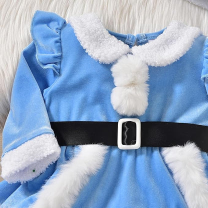 Newborn Infant Baby Girl Christmas Clothes Santa Claus Romper Dress Fur Trim Velvet Jumpsuit Bodysuit Hat Costume