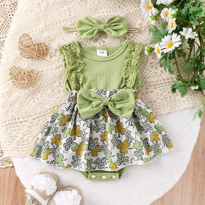 Baby Girl Clothes Newborn Romper Dress Infant Lace Ruffle Sleeveless Summer Outfits with Headband 0-12 Months
