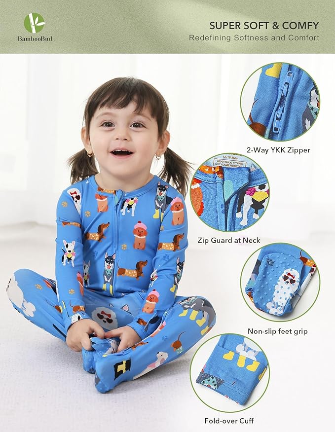 Baby Footie Romper Pajamas Unisex Newborn Infant Pjs Soft Rompers Viscose from Bamboo Sleepwear