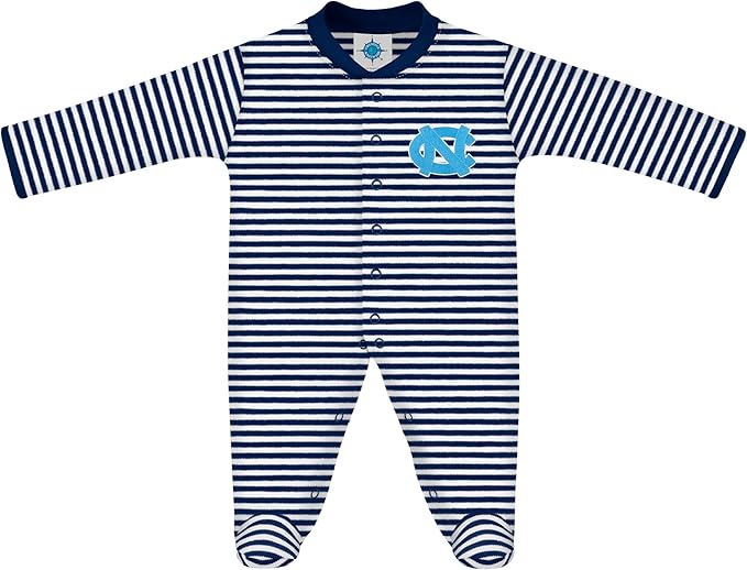 Creative Knitwear College Baby Striped Footed Romper - Team Logo, Multiple Colors, for Boys & Girls (0-9 Months)