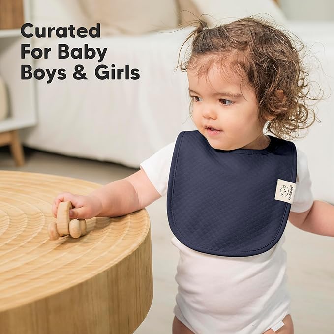 KeaBabies 8-Pack Organic Baby Bibs for Girls, Boys - Quilted Cotton Cloth Baby Drool Bibs for Drooling and Teething Toddler, Newborn, Infant, Soft & Super Absorbent (Moor)