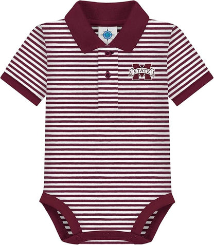 Creative Knitwear College Baby Striped Polo Bodysuit - Team Logo, Multiple Colors, for Boys & Girls (0-12 Months)