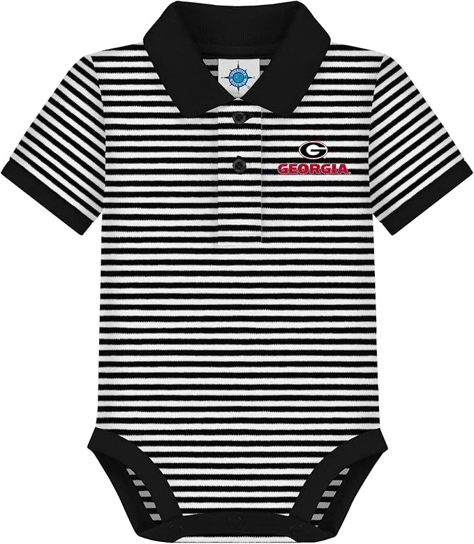Creative Knitwear College Baby Striped Polo Bodysuit - Team Logo, Multiple Colors, for Boys & Girls (0-12 Months)