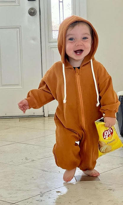 Unutiylo Unisex Baby Boys Girls Long Sleeve Infant Baby Zipper Hooded Jumpsuits Romper Loose Outfit Clothes