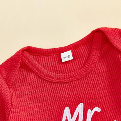 Baby Valentines Outfit Girl Boys Long Sleeve Footie Rib Onesie knot Hat Spring Clothes Newborn Outfits Infant Set