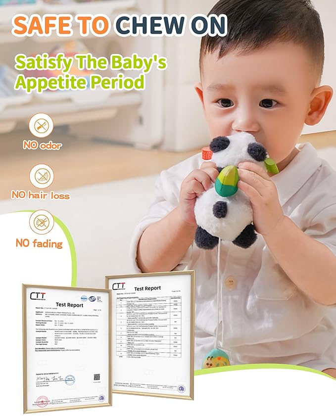 Jollybaby Baby Rattles & Soft Plush Hanging Toy for Stroller Crib car seat and Play Gym, Sensory Developmental Vibrating Toys for Newborn, Baby Christmas Stocking/Socks Stuffers Gifts - Turtle