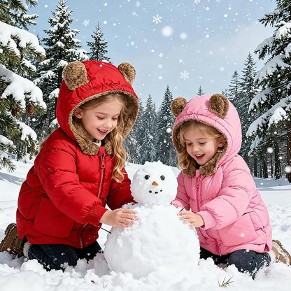 TUONROAD Baby Girls Coats for 6 Months-5 Years Toddlers Boy Winter Jacket Warm Bear Hooded Outdoor Coats Size 5