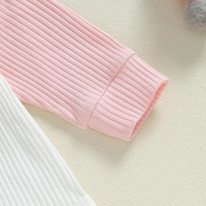 Thorn Tree Newborn Infant Baby Girl Clothes Ribbed Knitted Long Sleeve Romper Long Pants Stretchy Fall Outfits