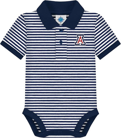 Creative Knitwear College Baby Striped Polo Bodysuit - Team Logo, Multiple Colors, for Boys & Girls (0-12 Months)