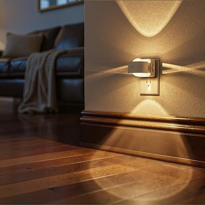 Briignite Night Light Projector, LED Night Lights Plug into Wall, 180° Rotating Night Light for Kids, Dusk to Dawn Sensor, 0-150LM Dimmable, Warm White Ambient Lighting for Bathroom, Gifts, White