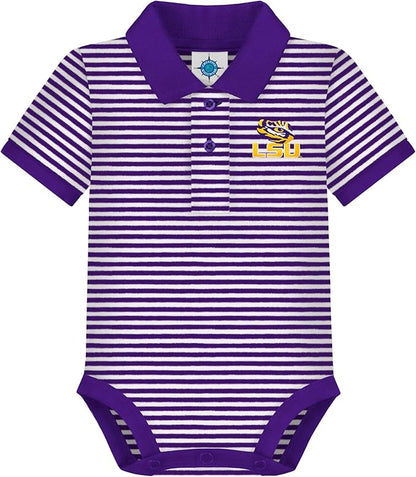 Creative Knitwear College Baby Striped Polo Bodysuit - Team Logo, Multiple Colors, for Boys & Girls (0-12 Months)