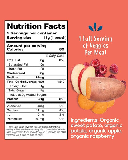 Amara Organic Baby Food - Stage 2 - Sweet Potato Raspberry - Baby Cereal to Mix With Breastmilk, Water - Baby Food Pouches Made from Organic Fruit and Veggies - 10 Pouches, 3.5oz Per Serving