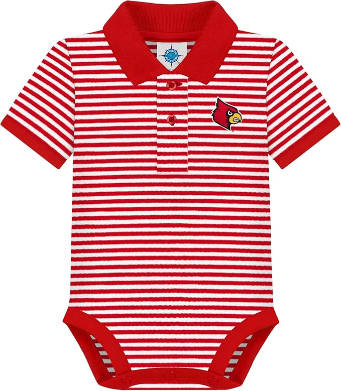 Creative Knitwear College Baby Striped Polo Bodysuit - Team Logo, Multiple Colors, for Boys & Girls (0-12 Months)