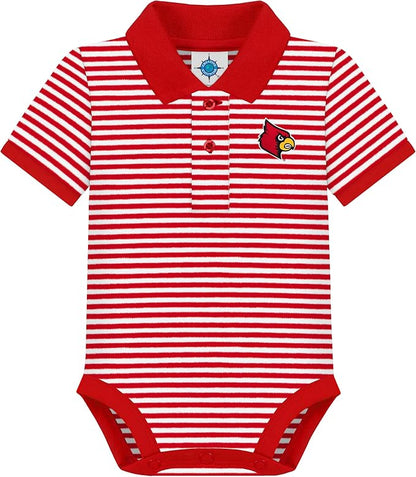 Creative Knitwear College Baby Striped Polo Bodysuit - Team Logo, Multiple Colors, for Boys & Girls (0-12 Months)