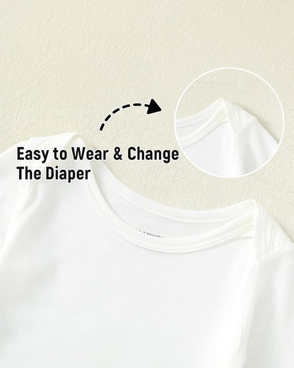 DEFAHN 2PCS Visocse from Bamboo Baby Rompers Unisex Onsies Solid Short Sleeve Baby Bodysuit 0-24 Months