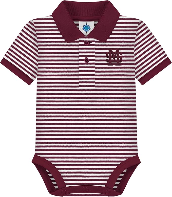 Creative Knitwear College Baby Striped Polo Bodysuit - Team Logo, Multiple Colors, for Boys & Girls (0-12 Months)