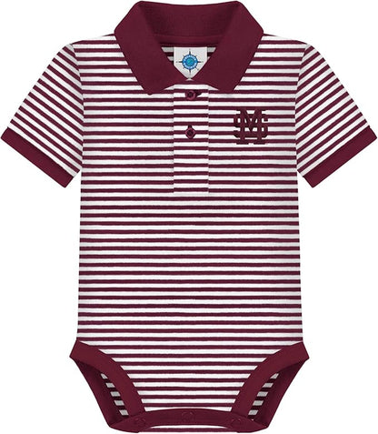Creative Knitwear College Baby Striped Polo Bodysuit - Team Logo, Multiple Colors, for Boys & Girls (0-12 Months)