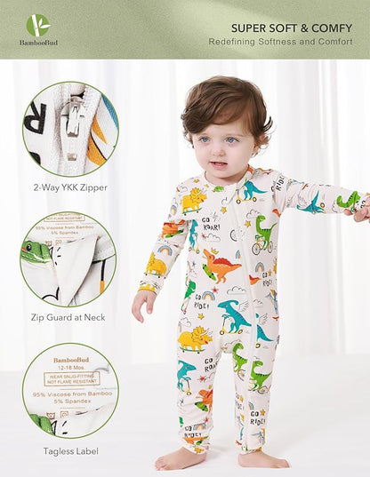Baby Zippered Rompers Newborn Pajamas Sleepers Long Sleeve Jumpsuits Infant Zipper Romper-Viscose from Bamboo