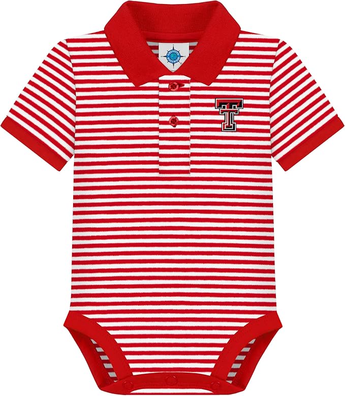 Creative Knitwear College Baby Striped Polo Bodysuit - Team Logo, Multiple Colors, for Boys & Girls (0-12 Months)