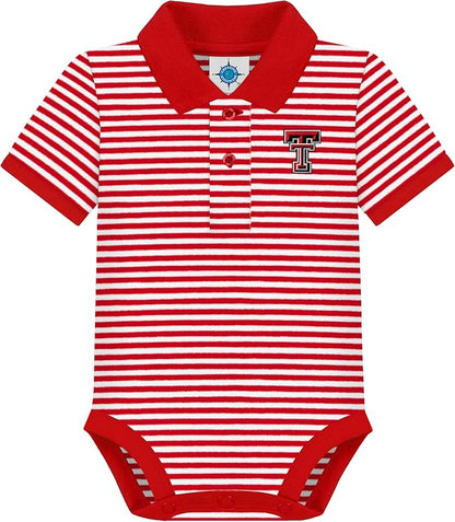Creative Knitwear College Baby Striped Polo Bodysuit - Team Logo, Multiple Colors, for Boys & Girls (0-12 Months)