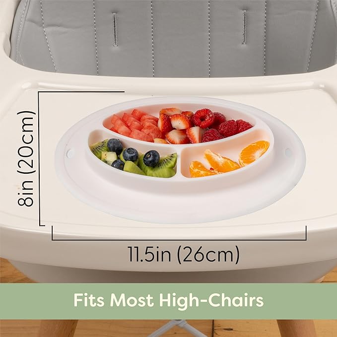 CoComelon Silicone Divider Plate - Suction Plates for Toddlers, Babies - BPA-Free- Non Slip Reusable Portable Toddler Plates with Suction, Less Mess - Portion Meal Time - Non Toxic, Dishwasher Safe