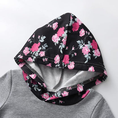 Eghunooy Baby Girl Clothes Long Sleeve Floral Hoodie Sweatshirt Pants with Pocket Headband Outfit Sets