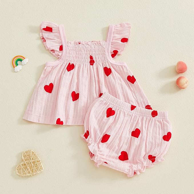 Mubineo Baby Girl Summer Clothes Cute Ruffle Tops Dress Shorts Outfits Set Infant Toddler Shrit Bloomers Princess Outfit