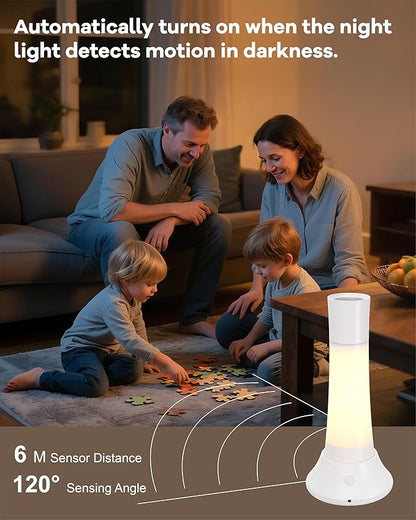 Rechargeable Motion Sensor Night Light Indoor,Portable LED Flashlight & 3 Color Lamp 3 in 1,Bedside Table Lamp for Bedroom, Hallway and Bathroom,Birthday Valentines Day Gifts for Women,Men and Kids