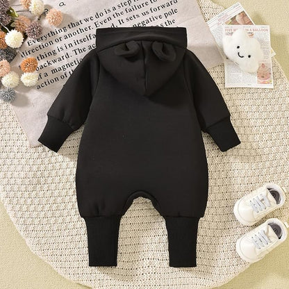Unisex Baby Hooded Jumpsuit Infant Boy Girl Long Sleeves Romper Fall Winter Spring Outfits Preemie-18 Months