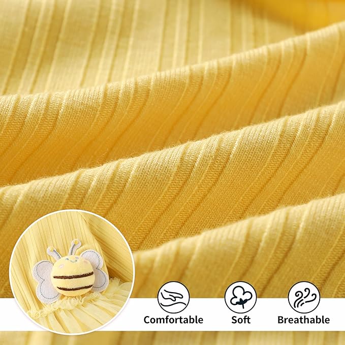 YOUNGER TREE Newborn Baby Girl Romper Dress Outfits Long Sleeve Floral Tutu Bodysuit with Leggings Hat Infant Fall Clothes