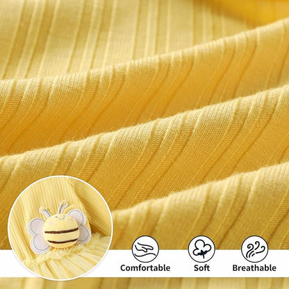 YOUNGER TREE Newborn Baby Girl Romper Dress Outfits Long Sleeve Floral Tutu Bodysuit with Leggings Hat Infant Fall Clothes