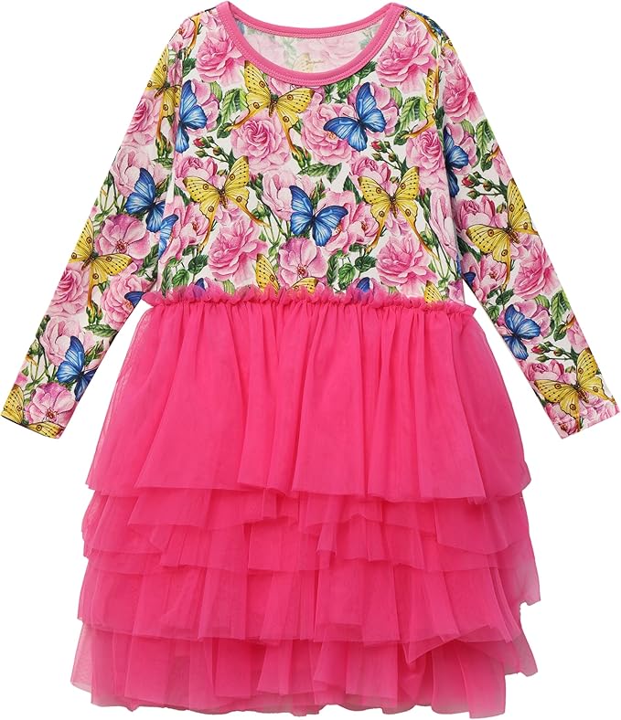 Toddler Girls Long Sleeve Nightgown Cute Little Kids Casual Dresses Viscose from Bamboo Princess Dress 2-5T