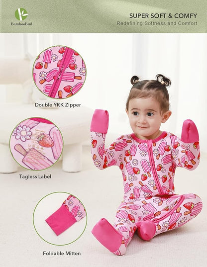 Baby Zippered Rompers Newborn Pajamas Sleepers Long Sleeve Jumpsuits Infant Zipper Romper-Viscose from Bamboo