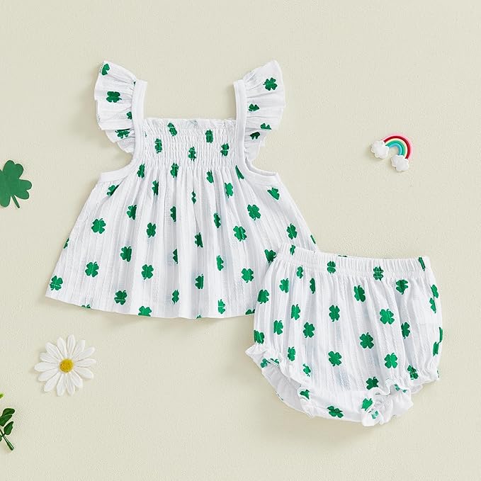 Mubineo Baby Girl Summer Clothes Cute Ruffle Tops Dress Shorts Outfits Set Infant Toddler Shrit Bloomers Princess Outfit