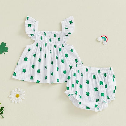 Mubineo Baby Girl Summer Clothes Cute Ruffle Tops Dress Shorts Outfits Set Infant Toddler Shrit Bloomers Princess Outfit