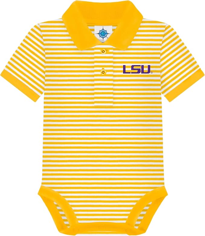 Creative Knitwear College Baby Striped Polo Bodysuit - Team Logo, Multiple Colors, for Boys & Girls (0-12 Months)