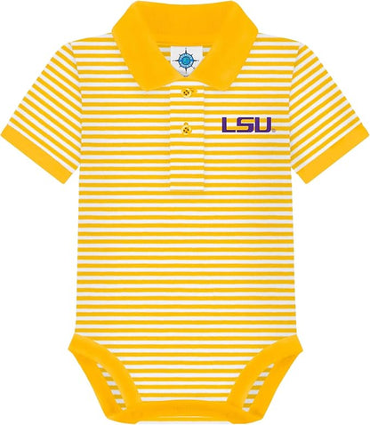 Creative Knitwear College Baby Striped Polo Bodysuit - Team Logo, Multiple Colors, for Boys & Girls (0-12 Months)
