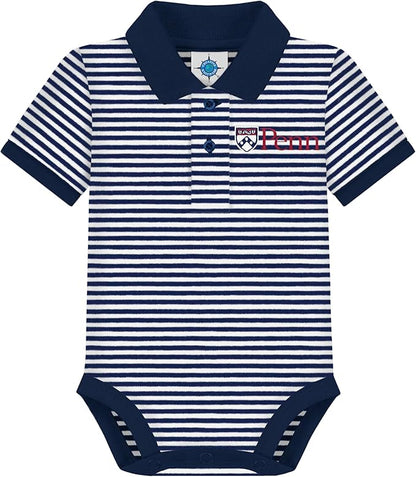 Creative Knitwear College Baby Striped Polo Bodysuit - Team Logo, Multiple Colors, for Boys & Girls (0-12 Months)