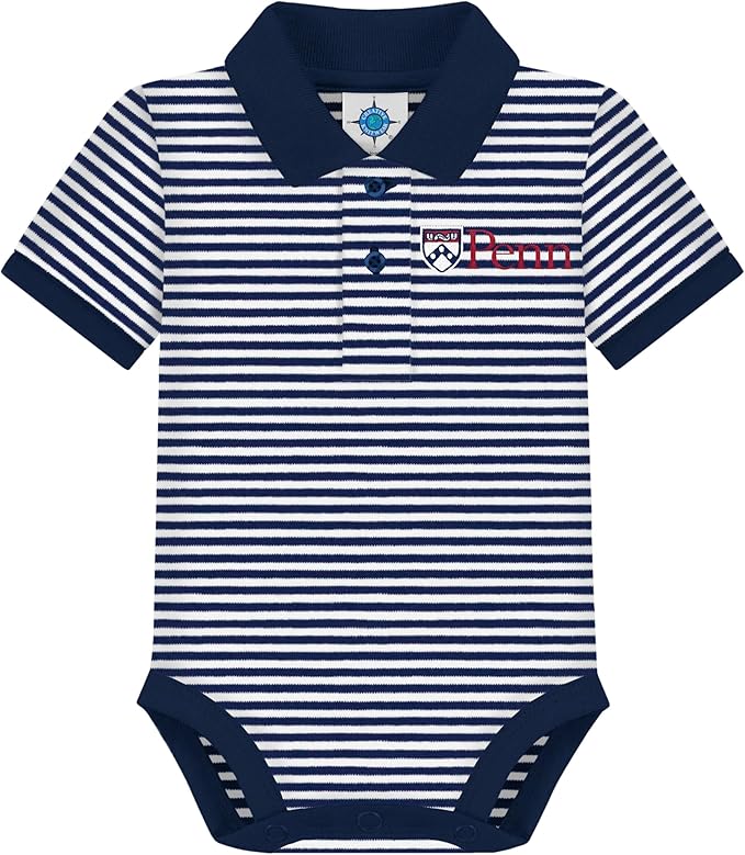 Creative Knitwear College Baby Striped Polo Bodysuit - Team Logo, Multiple Colors, for Boys & Girls (0-12 Months)