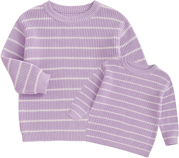 Mommy and Me Sweater Matching Family Outfit Long Sleeve Knit Sweater Pullover Mom and Baby Clothes