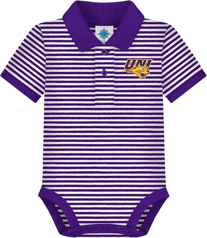 Creative Knitwear College Baby Striped Polo Bodysuit - Team Logo, Multiple Colors, for Boys & Girls (0-12 Months)